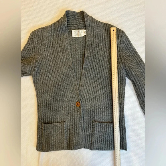 Susan Bristol Wool Cardigan Blazer women M grey Chunky Knit Grandpacore Academia - Picture 8 of 11